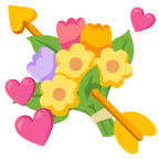 Herz mit Pfeil + Blumenstrauß