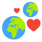 kreisende Herzen + Globus mit Europa und Afrika