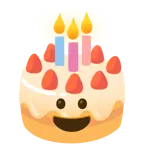 visage rieur + gâteau d’anniversaire