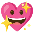 faccina con un gran sorriso + cuore che luccica