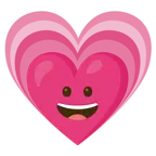 faccina con un gran sorriso + cuore che cresce