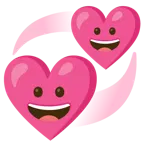 faccina con un gran sorriso + cuori che girano
