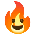 faccina con un gran sorriso + fuoco