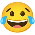 faccina con un gran sorriso + faccina con lacrime di gioia
