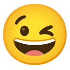 faccina con un gran sorriso + faccina che fa l’occhiolino
