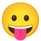 faccina con un gran sorriso + faccina che mostra la lingua