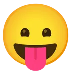 faccina con un gran sorriso + faccina che strizza gli occhi e mostra la lingua