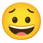 faccina con un gran sorriso + faccina preoccupata