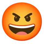 faccina con un gran sorriso + faccina accigliata