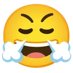 faccina con un gran sorriso + faccina che sbuffa