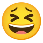 faccina con un gran sorriso + faccina stanca