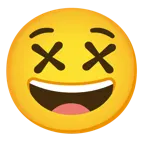 faccina con un gran sorriso + faccina frastornata