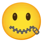 faccina con un gran sorriso + faccina con bocca con cerniera