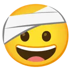 faccina con un gran sorriso + faccina con la testa bendata