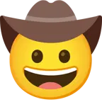 faccina con un gran sorriso + faccina con cappello da cowboy