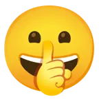 faccina con un gran sorriso + faccina che zittisce