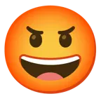 faccina con un gran sorriso + faccina con simboli sulla bocca