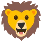 visage rieur + tête de lion