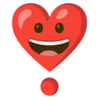 faccina con un gran sorriso + punto esclamativo a cuore