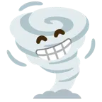 beaming face with smiling eyes + tornado