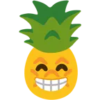beaming face with smiling eyes + pineapple