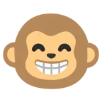 beaming face with smiling eyes + monkey face