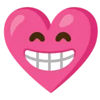 beaming face with smiling eyes + heart with ribbon