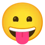 beaming face with smiling eyes + face with tongue