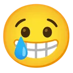 beaming face with smiling eyes + crying face