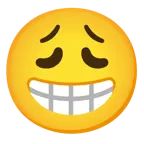 beaming face with smiling eyes + weary face