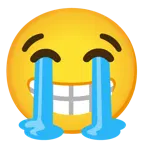 beaming face with smiling eyes + loudly crying face