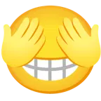 beaming face with smiling eyes + see-no-evil monkey