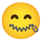 beaming face with smiling eyes + zipper-mouth face
