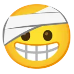 beaming face with smiling eyes + face with head-bandage