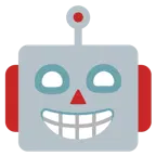 beaming face with smiling eyes + robot