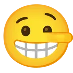 beaming face with smiling eyes + lying face