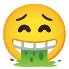 beaming face with smiling eyes + face vomiting