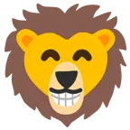 beaming face with smiling eyes + lion