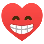 beaming face with smiling eyes + heart suit