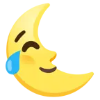face with tears of joy + last quarter moon face