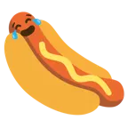 face with tears of joy + hot dog