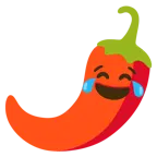 face with tears of joy + hot pepper