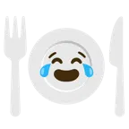 face with tears of joy + fork and knife with plate