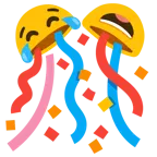 face with tears of joy + confetti ball