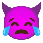 face with tears of joy + angry face with horns