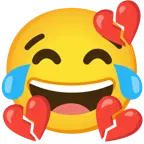 face with tears of joy + broken heart