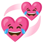face with tears of joy + revolving hearts