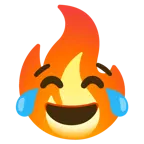 face with tears of joy + fire