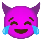 face with tears of joy + smiling face with horns