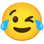 face with tears of joy + winking face
